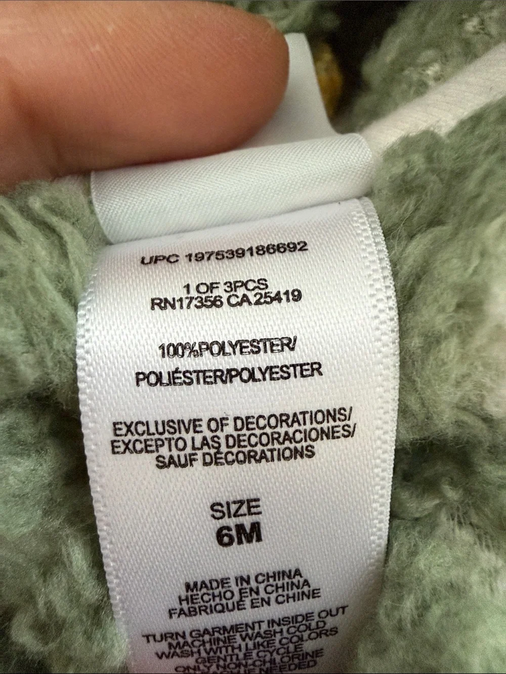 Baby girl Green Sherpa Hooded Jacket with Daisy Pattern 3-6 months
